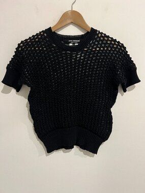 NWT Junya Watanabe Comme des Garcons Black Fishnet S/S Sweater Top SMALL S